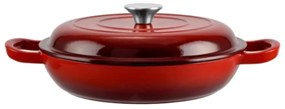 Cratiță din fontă emailată cu capac 27 cm – Perfect Home 10133, roșie, ideală pentru friptură la cuptor, păstrează aromele