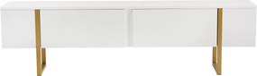 Comoda TV SERENITY, alb/auriu, PAL/metal, 180x30x50 cm