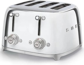 Prăjitor de pâine SMEG 50's Style TSF03SSEU, 2000 W, 4 felii, 6 niveluri, Tava pentru firimituri, Cablu integrat, Oțel inoxidabil, Argintiu