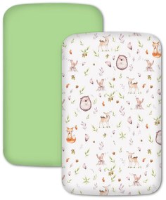 Set 2 cearceafuri din bumbac cu elastic roata pentru patut cosleeper 90x50 cm Kidizi, Forest Joy