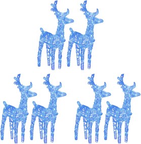 vidaXL Reni de Crăciun, 6 buc., albastru, 240 LED-uri, acril