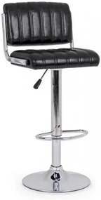 Scaun bar negru din piele ecologica si metal, Barclay Bizzotto