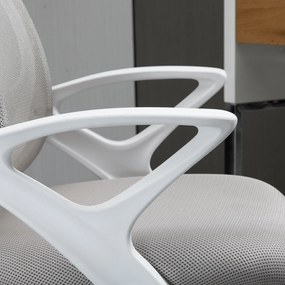 Scaun de Birou din Plasa din Material Textil Gri, Scaun pentru Masa de Lucru Ergonomic si Rotativ cu Înaltime Ajustabila Vinsetto | Aosom RO