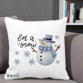 Perna Decorativa Let It Snow Om de Zapada, 40x40 cm, Alba Mata, Husa Detasabila, Perna Inclusa, BEKZ®