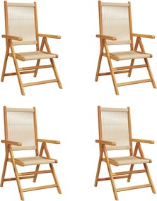 vidaXL Scaune de grădină rabatabile, 4 buc., bej, lemn masiv acacia