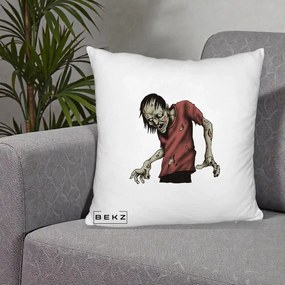 Perna Decorativa Halloween Zombie Infricosator, 40x40 cm, Alb Pufos, Husa Detasabila, Perna Inclusa, BEKZ®