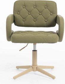 HR8403CROSS Scaun Khaki Piele Ecologica Premium Soft cu Bază Crem