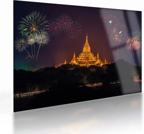 Tablou pe sticlă cu artificii în Asia (70x50 cm)