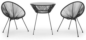 3085448 vidaXL Set de mobilier pentru grădină, 3 piese, negru