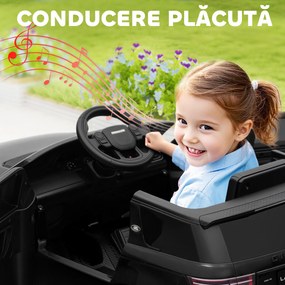 AIYAPLAY Mașină Electrică pentru Copii 3-6 Ani cu Telecomandă, Centură, Muzică, Claxon și Faruri, 106x65.5x51 cm, Negru | Aosom Romania