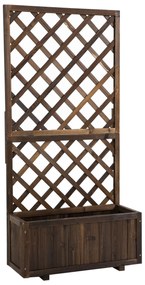 Outsunny Jardinieră de Exterior cu Spalier, Grilaj pentru Plante Cățărătoare și Ghiveci, 72.5x31.5x149.5 cm, Lemn Natural | Aosom Romania