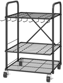 Outsunny Organizator de unelte de grădină, suport pentru unelte de grădină cu 40 compartimente pe 2 niveluri cu roți 57 x 48 x 70 cm negru | Aosom Romania