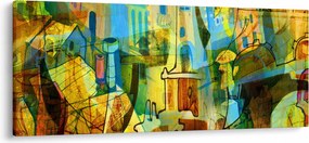 Tablou - Arhitectură, abstractizare cubistă (120x50 cm)