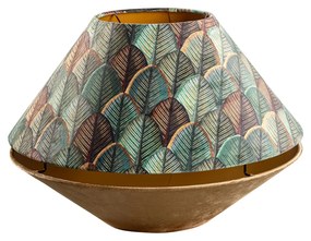 Abajur dublu din catifea cu design frunze bej cu interior auriu