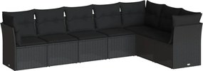 vidaXL Set canapele de grădină cu perne, 7 piese, negru, poliratan