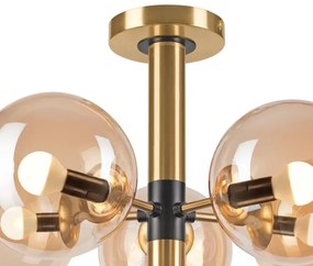 Lustră pe tijă ROLLO 5xE14/5W/230V auriu/bej fumuriu