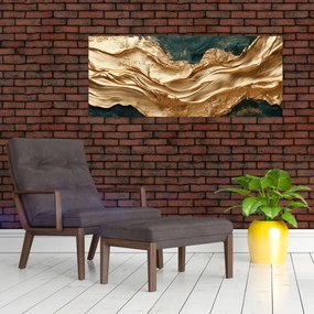 Tablou - Abstracție verde cu auriu II. (120x50 cm)