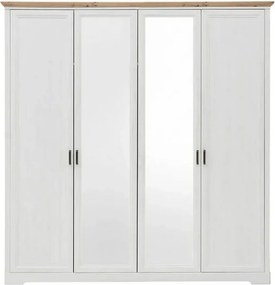 Dulap JASMIN, alb/stejar artisan, PAL, cu 4 usi, 214x64x220 cm