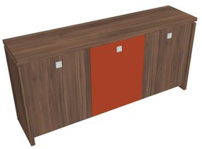 Dulap mic Verno 188 x 46 x 90 cm, uși combinate, nuc / portocaliu