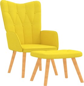 vidaXL Scaun relaxare cu taburet, galben muștar, textil