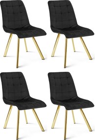 Scaun de masa CIEZA VELVET cu picioare aurii, negru