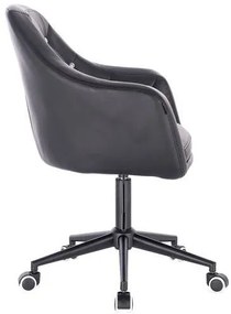 HC830K Scaun Negru de Piele cu Bază Neagra