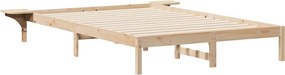 vidaXL Cadru de pat cu mese laterale natural 140 x 210 cm