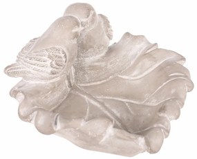 Alimentator de păsări din beton Frunză, gri , 21 x17 x 9 cm