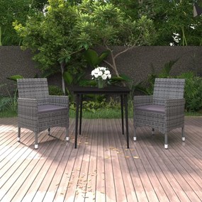 3099739 vidaXL Set mobilier de grădină cu perne, 3 piese, poliratan și sticlă
