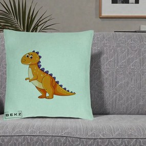 Perna Decorativa T-Rex Portocaliu, 40x40 cm, Verde Menta, Husa Detasabila, Perna Inclusa, BEKZ®