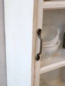 Dulap de perete shabby chic, alb antichizat, cu uși glisante din sticlă