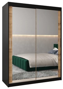 Dulap de haine 150 cm Toki 3 (negru mat + stejar artisan). 1065075