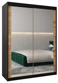 Dulap de haine 150 cm Toki 3 (negru mat + stejar artisan). 1065075