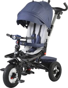 Tricicleta cu copertina detasabila NOVOKIDS™ Jockey Trike , Cu far luminos si melodii, Roti gonflabile din cauciuc, Pozitie somn, Pedale si maner