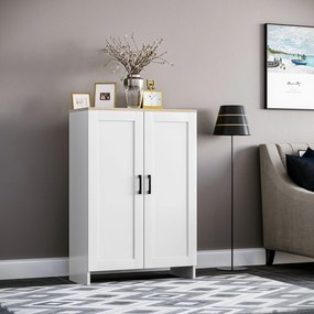 HOMCOM Bufet mobilier bucătărie depozitare cu placard cu uși și rafturi reglabile, 60 x 30 x 90 cm, alb | Aosom Romania