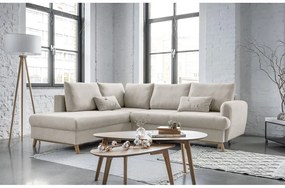 Colțar bej extensibil/cu spațiu de depozitare (cu colț pe partea stângă/în formă de ”L”) Scandic Lagom – Miuform