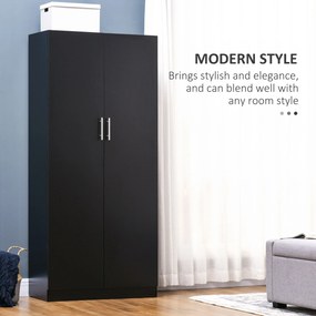 HOMCOM Dulap Modern cu 2 Uși și Rafturi de Depozitare, Mobilier de Organizare pentru Acasă, 180 cm, Gri | Aosom Romania