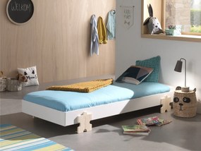 Pat stivuibil pentru copii MODULO, din MDF și pin masiv, cu somieră inclusă – Vipack