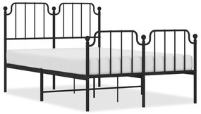 373903 vidaXL Cadru pat metalic cu tăblie de cap/picioare , negru, 120x200 cm