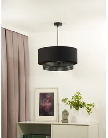 Lustră pe cablu BOHO Duolla RATTAN 1xE27/15W/230V d. 45 cm negru