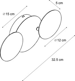 Lampă de perete modernă neagră cu auriu, incl. LED cu 3 trepte de intensitate, 3 lumini - Sunrise 3