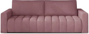 Canapea roz extensibilă/cu spațiu de depozitare cu tapițerie din catifea 247 cm Lazaro – ELTAP