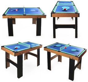 Masă de joc 4 în 1 pentru foosball, ping-pong, biliard și air hockey