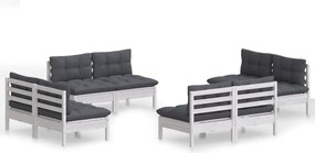 vidaXL Set mobilier de grădină cu perne, 8 piese, antracit, lemn pin