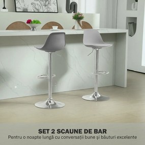 Homcom Set 2 Scaune Bar – Reglabile, Cu Spatar si Pivotante | Aosom Romania