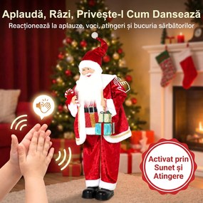 HOMCOM Moș Crăciun Animat cu Muzică și Dans 120 cm, Brațe Reglabile, Decor Crăciun Roșu | Aosom Romania