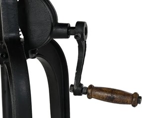 Măsuță laterală rotundă reglabilă din lemn și metal, natur și negru, cu bază pe patru picioare curbate și manivelă, 42–63 x 45 cm, „Marlow”