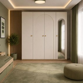 Dulap cu 4 usi si oglinda 177x59x204 cm, colectia Louis
