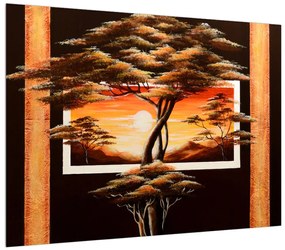 Tablou cu copaci în savana (70x50 cm), în 40 de alte dimensiuni noi