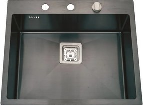 Chiuveta inox Inter Ceramic cu o cuva fara picurator finisaj negru satinat 60x50 cm